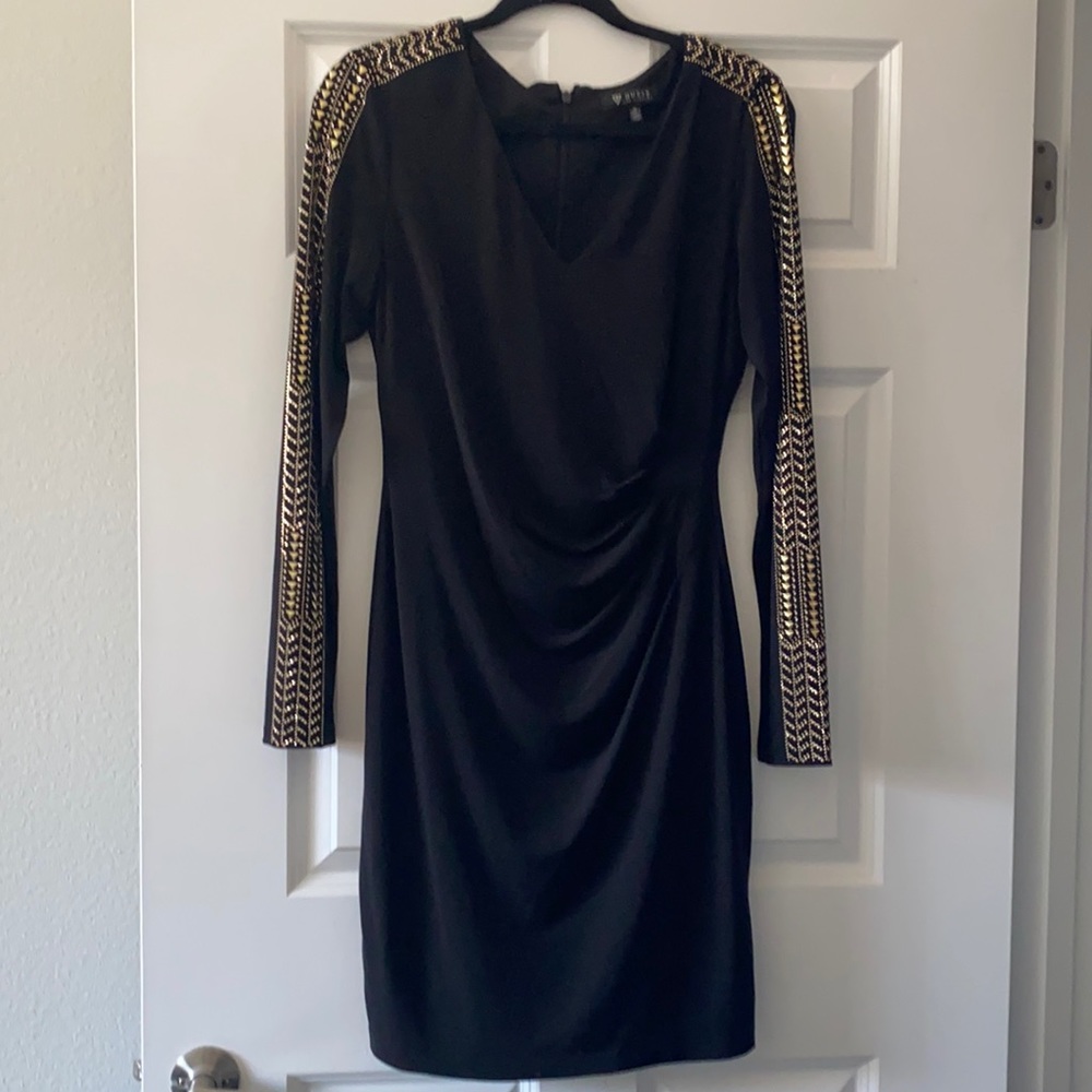 Black Studded Ruched Dress - Guess